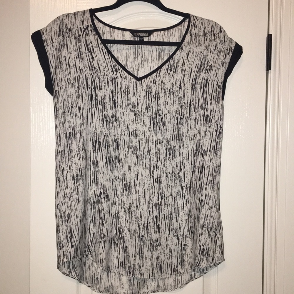 Express Silky Rolled Sleeve V-neck